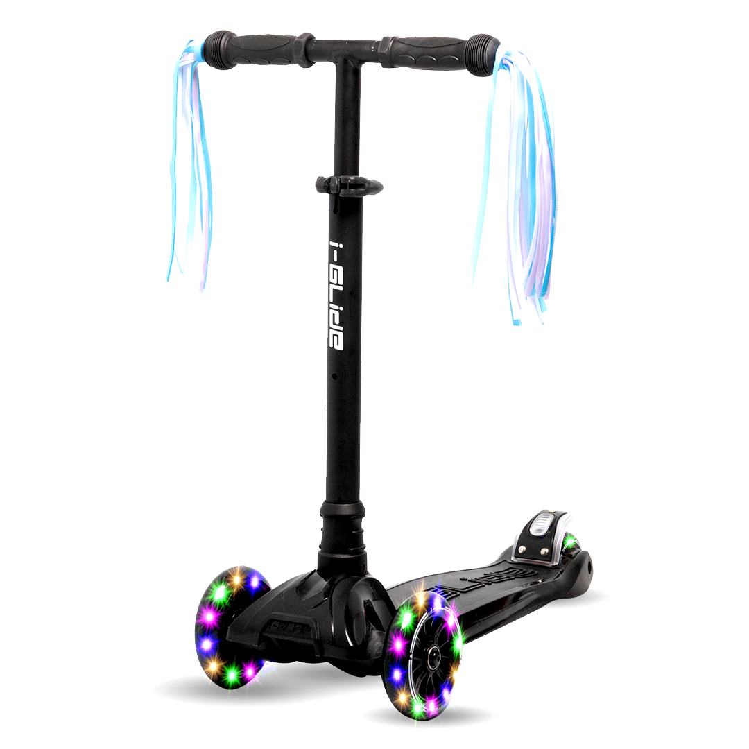 I-GLIDE Wheel Kids Scooter with Ribbons Black - Main Image