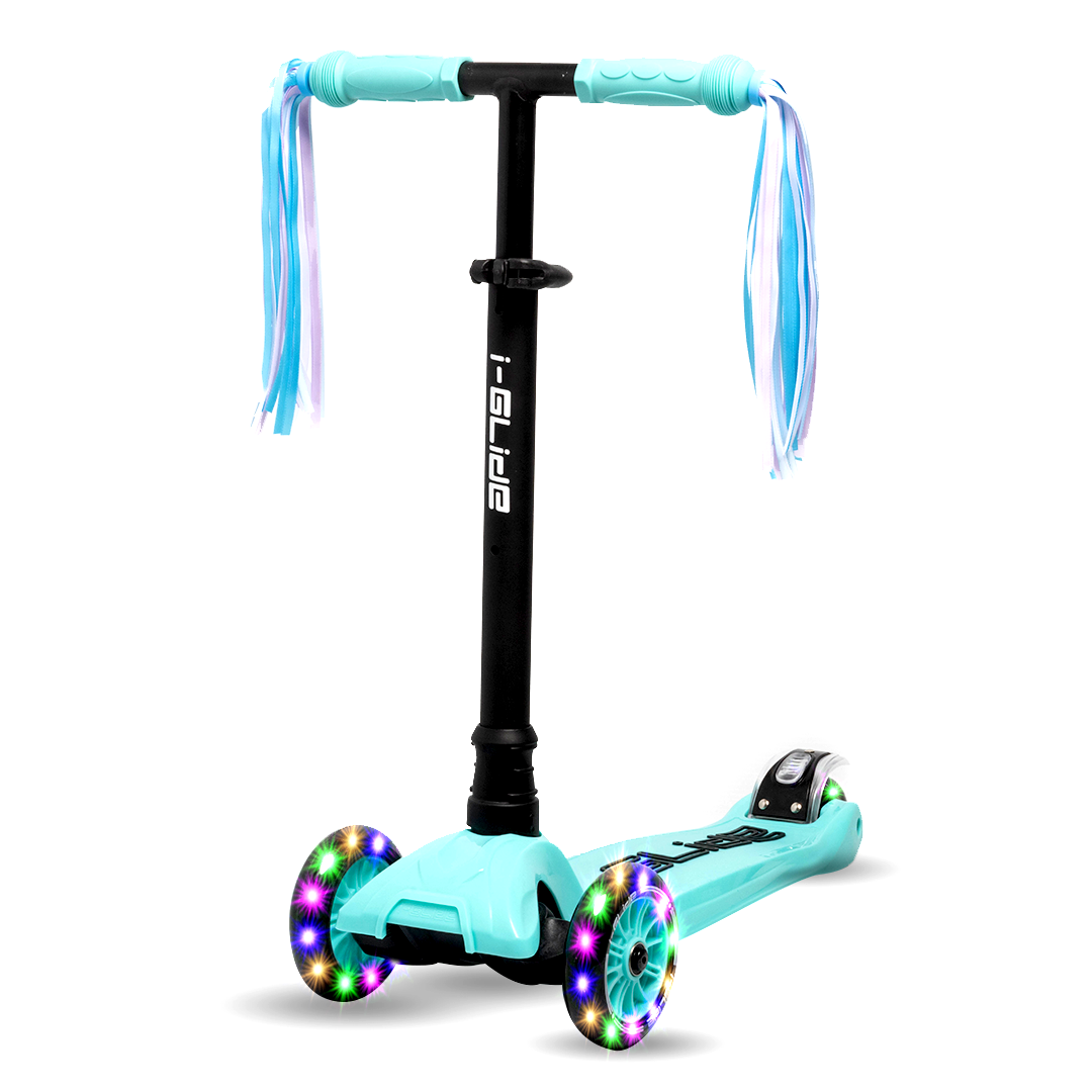 B2B i-Glide 3 Wheel Kids Scooter with Ribbons - Aqua