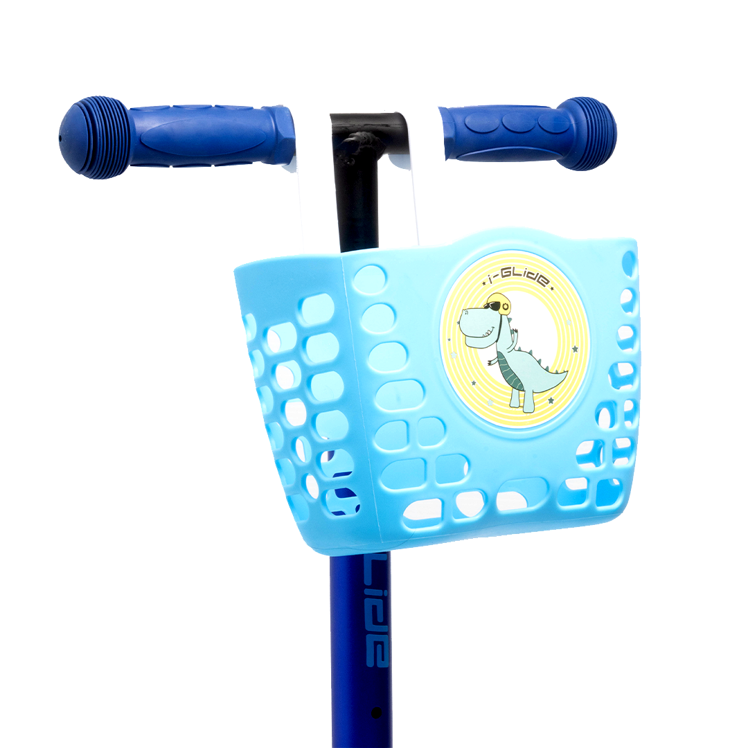 I-GLIDE 3 Wheel Kids Scooter with Basket - Blue/Blue