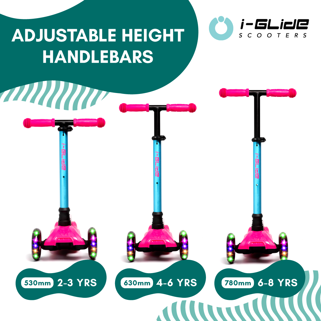 B2B i-Glide 3 Wheel Kids Scooter with Unicorn Head - Pink/Aqua