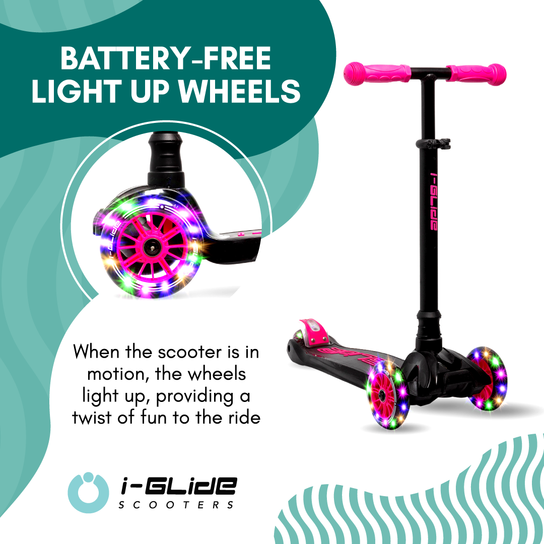B2B i-Glide 3 Wheel Kids Scooter - Black/Pink