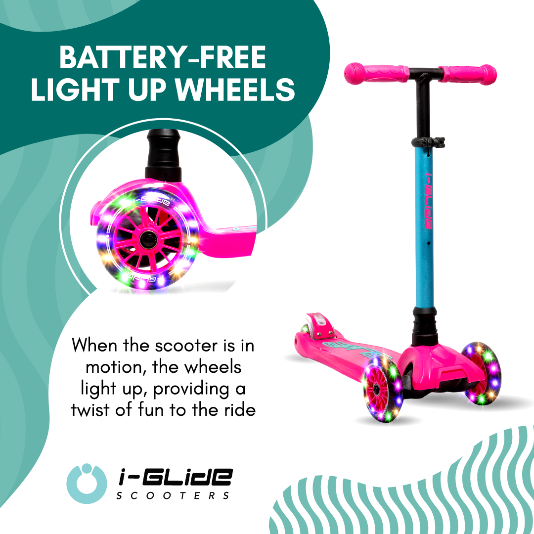 B2B i-Glide 3 Wheel Kids Scooter with Unicorn Head - Pink/Aqua