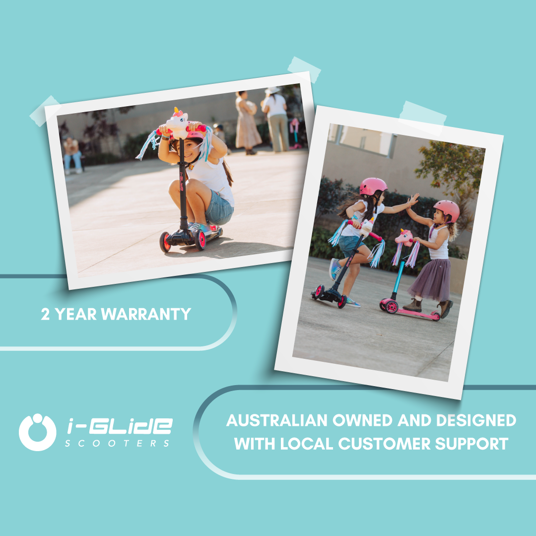 B2B i-Glide 3 Wheel Kids Scooter with Ribbons - Black