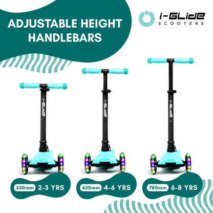 I-GLIDE 3 Wheel Kids Scooter with Basket - Aqua