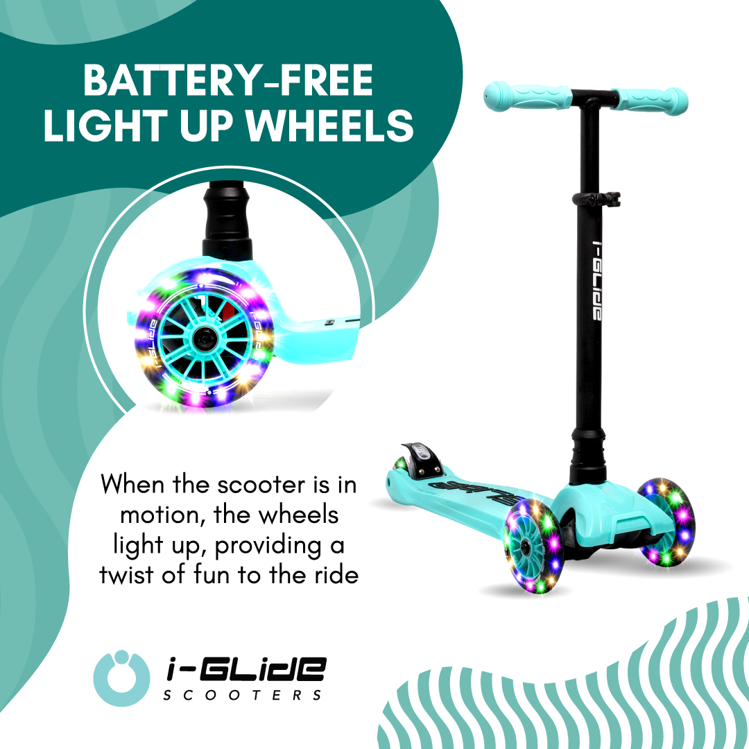 I-GLIDE 3 Wheel Kids Scooter with Basket - Aqua