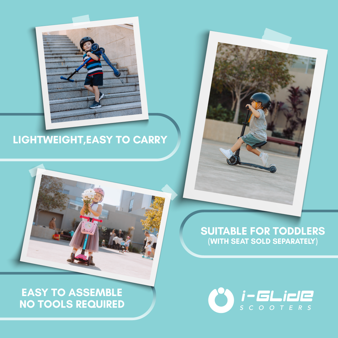 I-GLIDE 3 Wheel Kids Scooter with Basket - Aqua