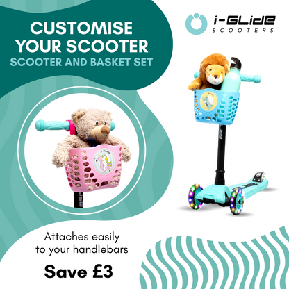 I-GLIDE 3 Wheel Kids Scooter with Basket - Aqua